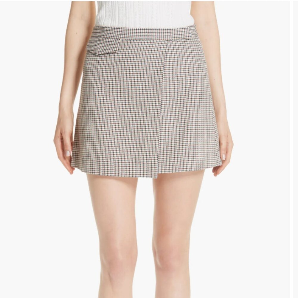 Theory - Fremont Plaid / Houndstooth Wrap Mini Skirt
